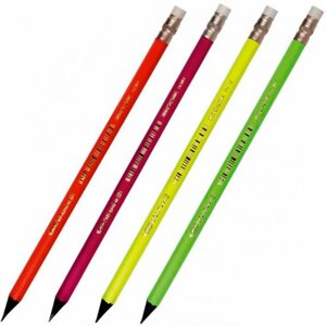 Олівець графітний BIC Evolution Fluo HB з гумкою 4кол корпусу 94288*