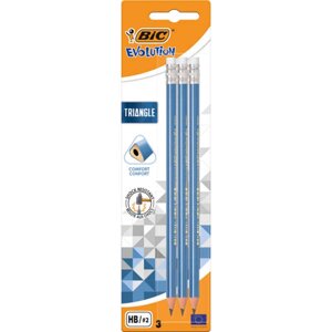 Олівець графітний BIC Evolution Triangle з гумкою 3шт блістер bc964848