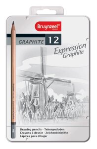 Олівці чорнографітні прості набір Bruynzeel EXPRESSION, 12шт. мет. коробці 60311012