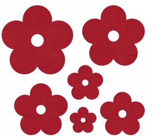 Набір декоративних елементів Rosa Talent фетр Квіти 6шт 290 _ Червоний темний