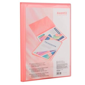 Папка з 20 файлами А4 Axent з кишенею, прозора 1020-2 *Розовий