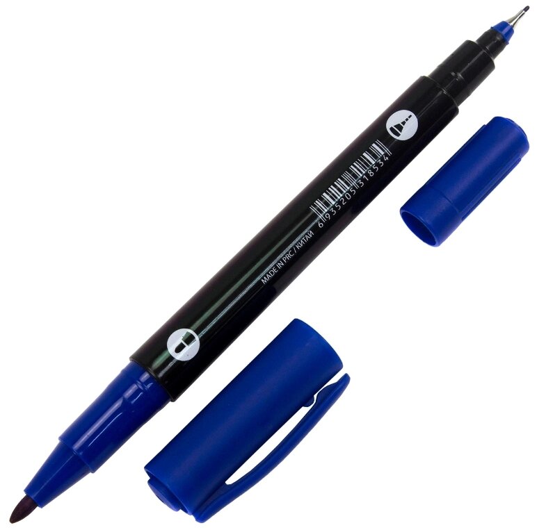 Перманентний маркер NEO LINE двусторонній 5846_Синий від компанії Офіс-Престиж - фото 1