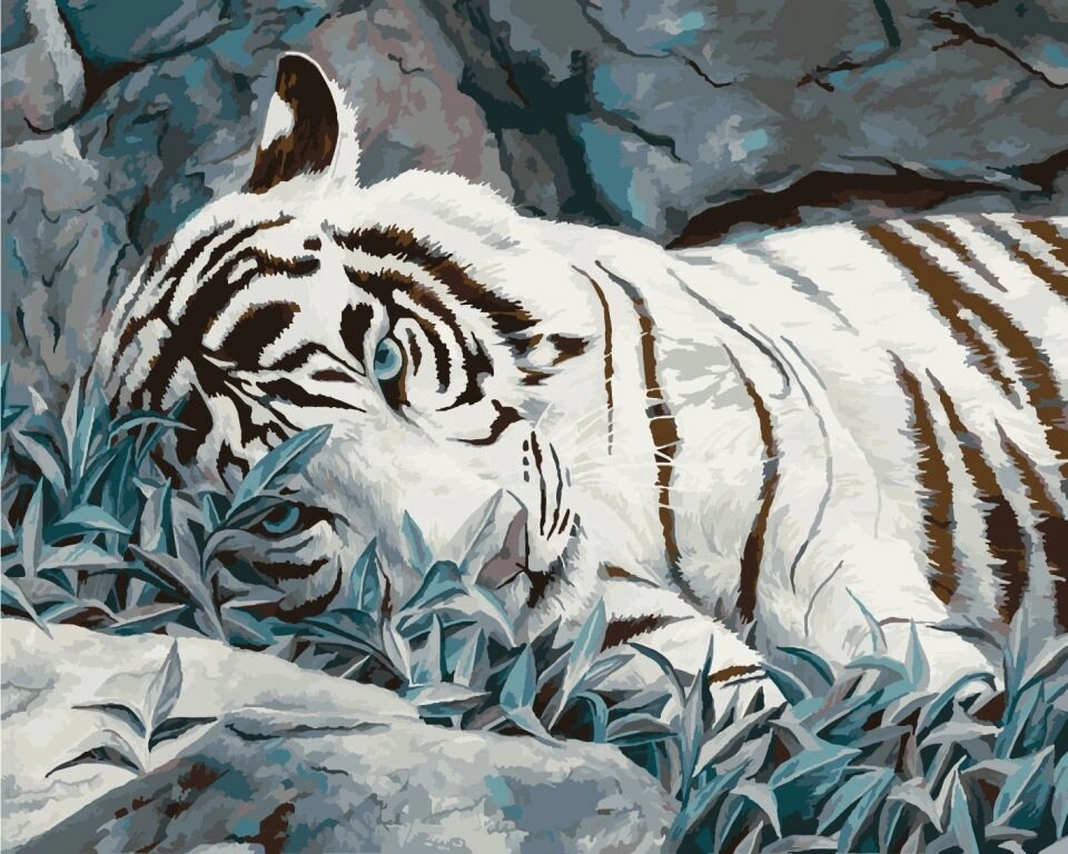 Картина по номерам на полотні 40 * 50см ідейка КН2453 Білий тигр - наявність