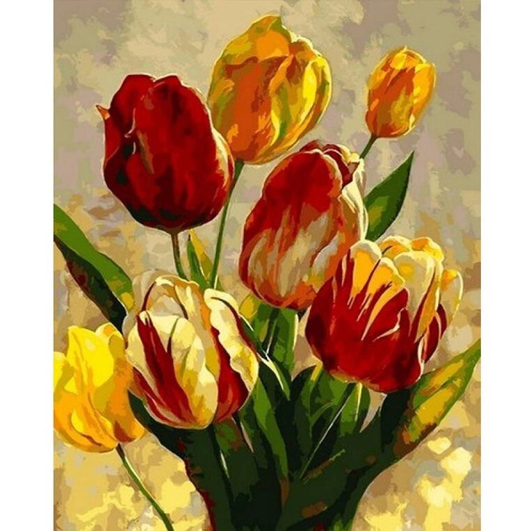 Картина по номерам на полотні - 40 * 50см Mariposa Q2182 Весняні тюльпани - Офіс-Престиж