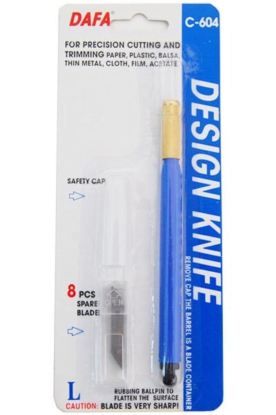 Ніж макетний DAFA пластикова ручка, 8 змінних лез C-604 - фото