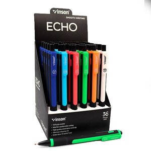 Кулькова ручка Vinson Echo soft-touch F5 автомат. пише синім 0,7мм корпус асорті