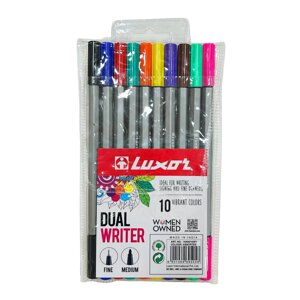 Капілярні ручки Luxor Лінер набір 10шт Dual Writer двустороння №15400-10