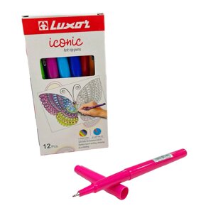 Капілярні ручки Luxor Лінер набір 12шт Iconic 0,5мм №15800-12