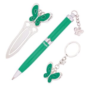Ручки набір Langres Fly 1шт + брелок та закладка зелений LS. 132001-04