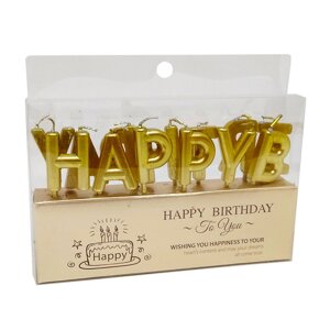 Свічки для торта Букви Happy Birthday 7575-6-G
