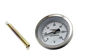 Термометр біметалічний з пружиною для кріплення на трубі D=63 мм, 0-120°C