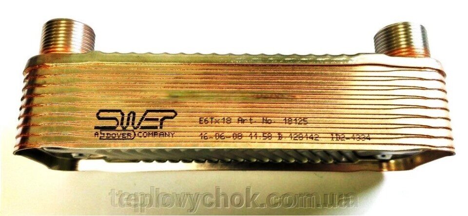 Теплообмінник пластинчастий SWEP E6TX18 різьблення 3/4 " від компанії Тепловичок - фото 1