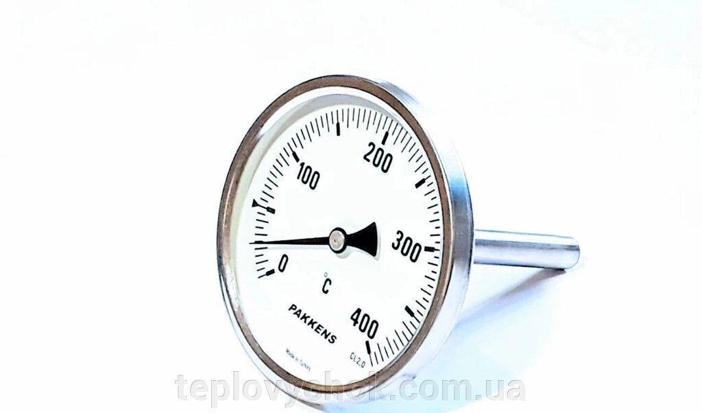 Термометр 0-400 °, Ø63мм, з різьбленням 1/2 "біметалічний, осьової, PAKKENS від компанії Тепловичок - фото 1