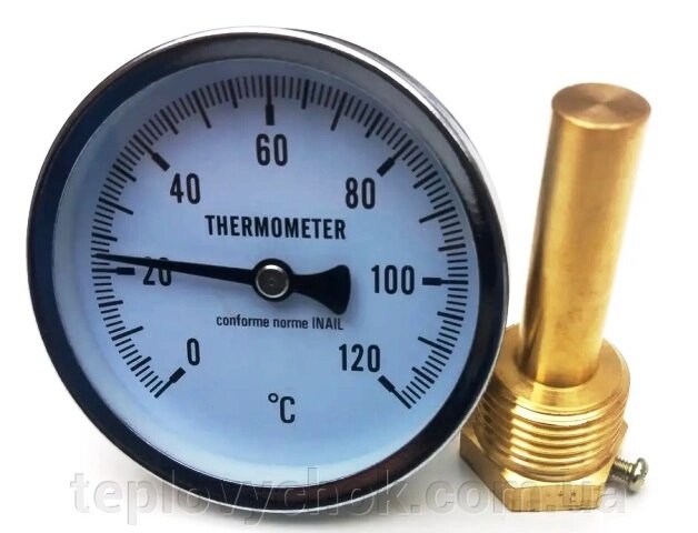 Термометр 1/2 , d63мм, 120 ° С, штуцер 50 мм SD17450MM від компанії Тепловичок - фото 1