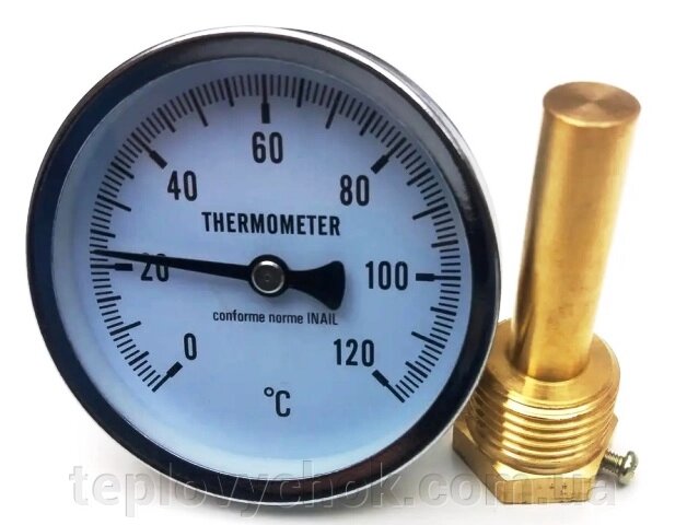 Термометр 1/2 , d63мм, 120 ° С, штуцер 50 мм від компанії Тепловичок - фото 1