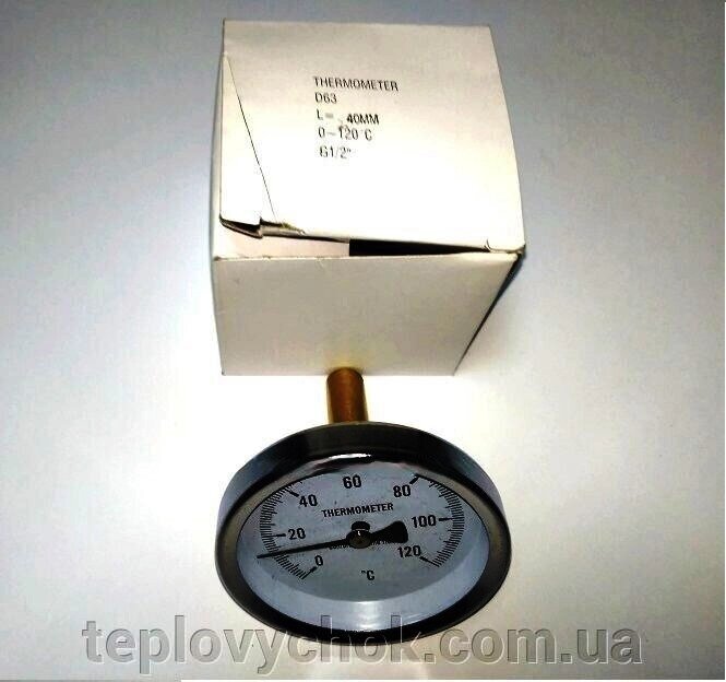 Термометр 1/2 , d63мм, 120°С, штуцер 40 мм від компанії Тепловичок - фото 1
