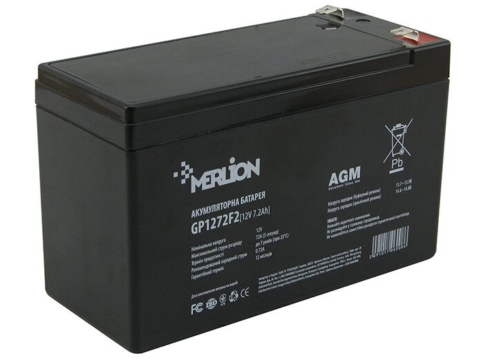 Аккумуляторная батарея Merlion GP1272F2B 12 V 7,2 Ah ##от компании## Prilavok - ##фото## 1
