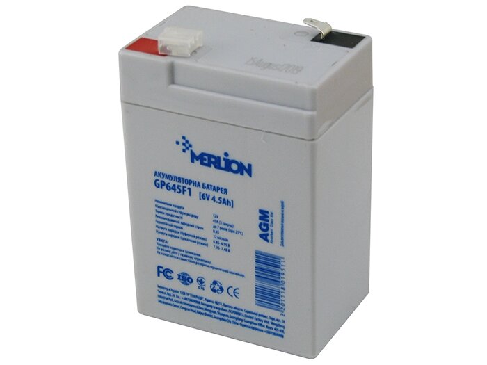 Акумулятор Merlion GP645F1 6V 4.5Ah білий від компанії Prilavok - фото 1