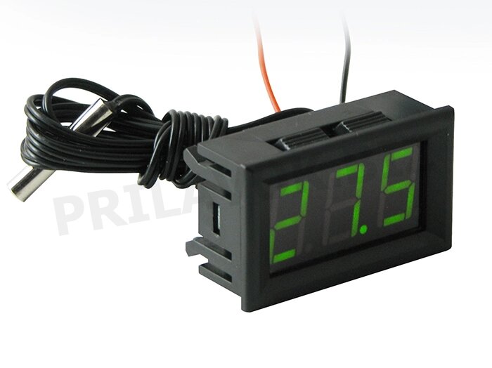 Автомобільний термометр з виносним датчиком температури і зеленим циферблатом від компанії Prilavok - фото 1