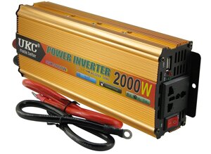 Перетворювач напруги UKC SSK-2000W інвертор з 12 на 220В золотистий