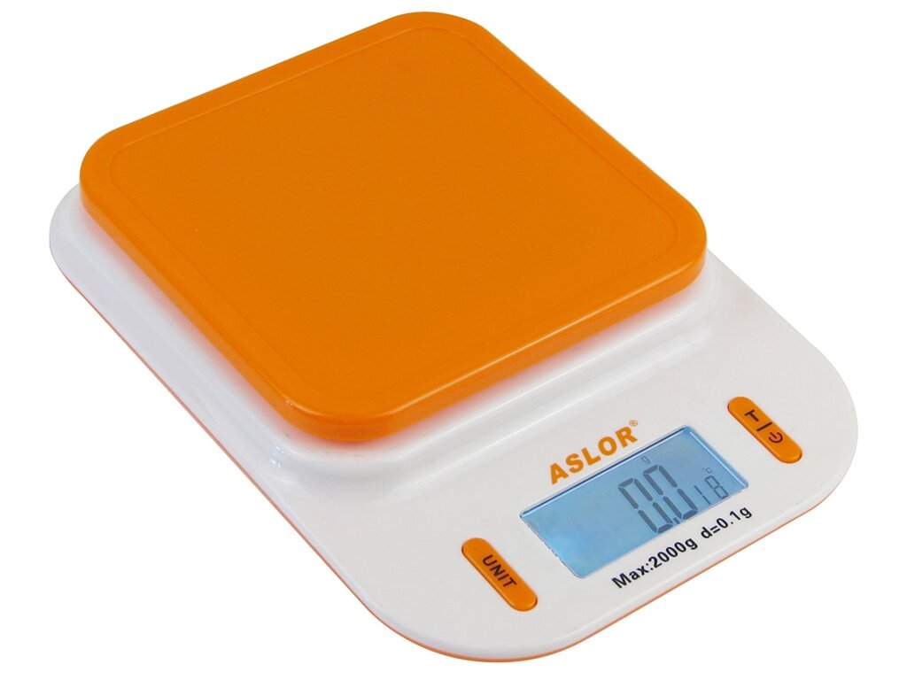 Ваги електронні Aslor 109 до 2 кг 0.1 г помаранчеві від компанії Prilavok - фото 1