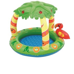Дитячий надувний басейн з надувним дном BestWay 52179 "Джунглі"99 * 91 * 71 см, 26 л)