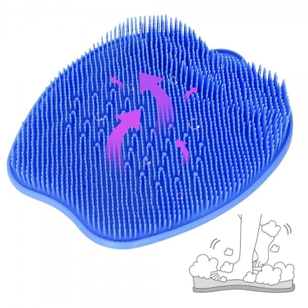 Килимок-скрабер силіконовий IKIJM з присосками для очищення і масажу ніг синій від компанії Інтернет магазин «Во!» www. wo-shop. com. ua - фото 1
