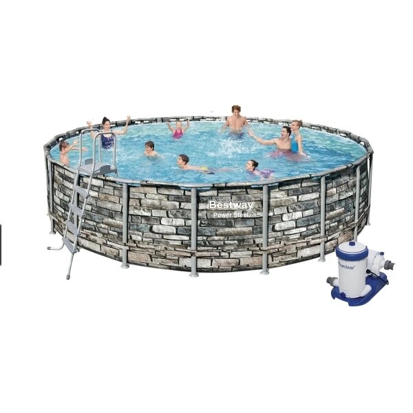 Круглий каркасний басейн BestWay 56883 (610 * 132 см, 33240 л) з картриджних фільтр-насосом від компанії Інтернет магазин «Во!» www. wo-shop. com. ua - фото 1