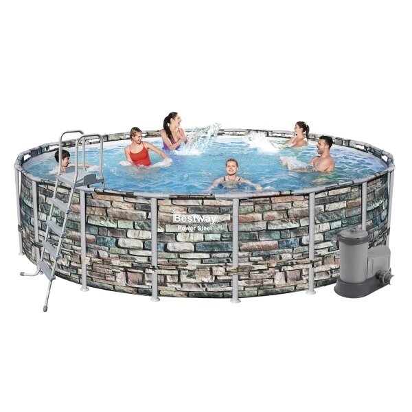 Круглий каркасний басейн BestWay 56886 (549 * 132 см, 26000 л) з картриджних фільтр-насосом від компанії Інтернет магазин «Во!» www. wo-shop. com. ua - фото 1