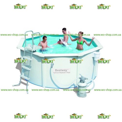 Круглий сталевий каркасний басейн BestWay 56566 (300 * 120 см) з пісочним фільтром від компанії Інтернет магазин «Во!» www. wo-shop. com. ua - фото 1