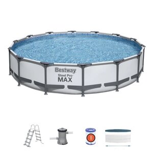 Круглий каркасний басейн BestWay 56488 (457 * 107 см, 14970 л) з фільтр-насосом, сходами і тентом