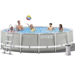 Круглий каркасний басейн Intex 26720 (427 * 107 см, 12706 л) з фільтр-насосом, сходами і тентом