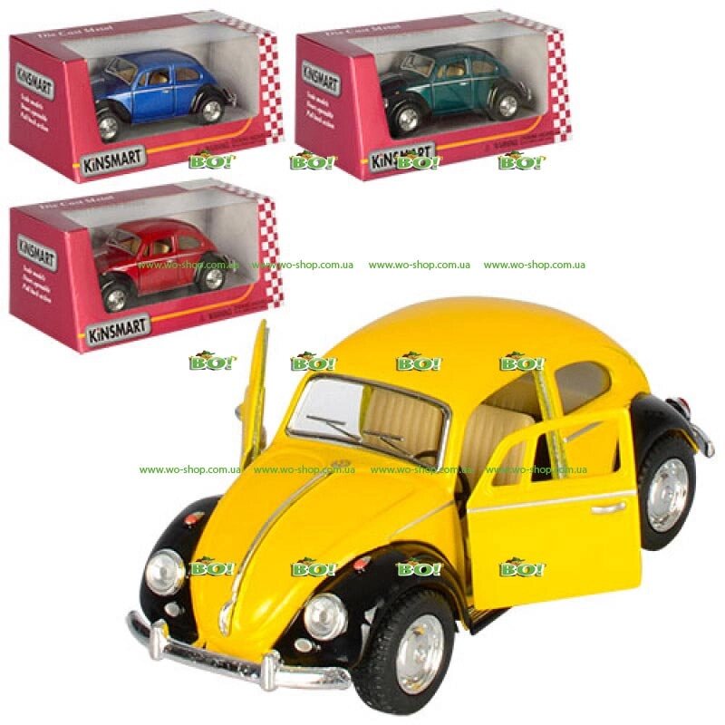 Машинка KINSMART KT 5057 1:32 VOLKSWAGEN CLASSICAL BEETLE 3 види від компанії Інтернет магазин «Во!» www. wo-shop. com. ua - фото 1