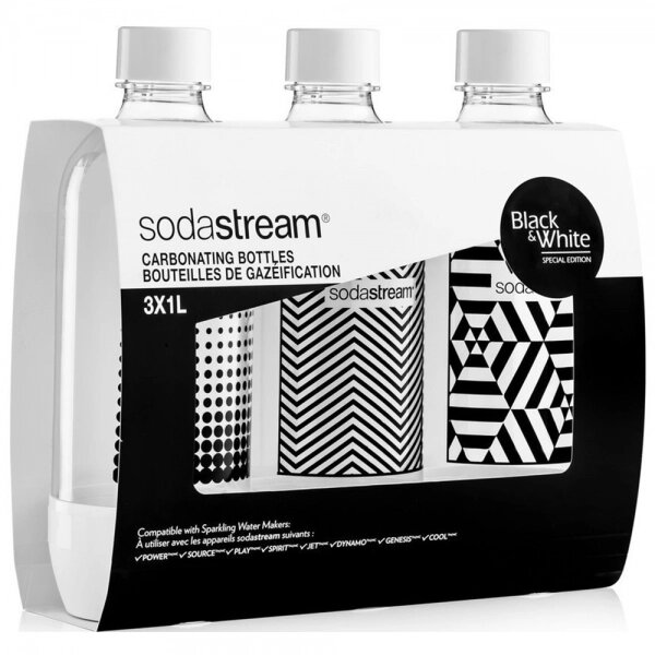 Набір з 3 пляшок по 1 літру для води Sodastream Black and White від компанії Інтернет магазин «Во!» www. wo-shop. com. ua - фото 1