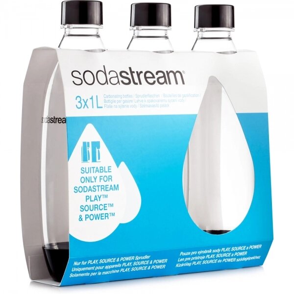 Набір з 3 пляшок по 1 літру для води Sodastream Black від компанії Інтернет магазин «Во!» www. wo-shop. com. ua - фото 1