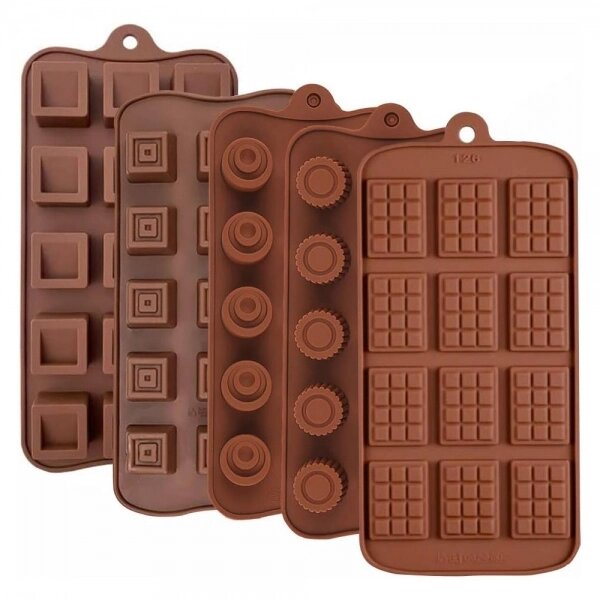 Набір з 5 силіконових форм для шоколаду Jahemu від компанії Інтернет магазин «Во!» www. wo-shop. com. ua - фото 1