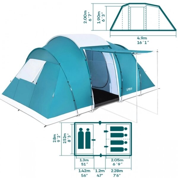 Намет Bestway 68094 "Family Ground 6" (6-ти місцева, 2-х кімнатна) від компанії Інтернет магазин «Во!» www. wo-shop. com. ua - фото 1