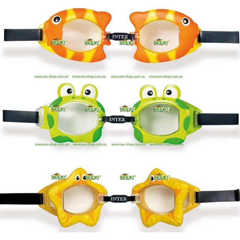 Очки для плавания Intex, 55603 Обитатели моря "Fun Goggles" (3 вида) ##от компании## Интернет магазин «Во!»                    www. wo-shop. com. ua - ##фото## 1