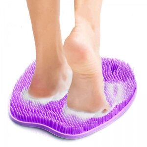 Килимок-скрабер силіконовий QJWDB з присосками для очищення і масажу ніг фіолетовий