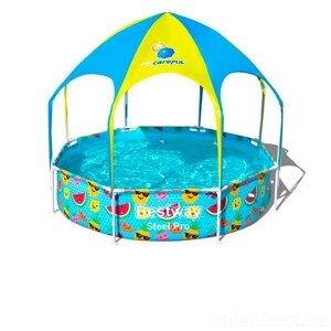 Круглый каркасный бассейн BestWay 56432 (244*51 см) "С зонтиком и душем"
