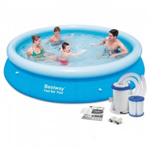 Наливной, надувной бассейн с фильтр-насосом BestWay 57274 Fast Set (366*76 см, 5377 л)