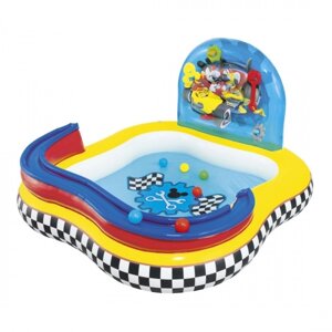 Надувний дитячий ігровий центр-басейн BestWay 91015 "Mickey Mouse" (157 * 157 * 94 см, 151 л) з 6 кульками