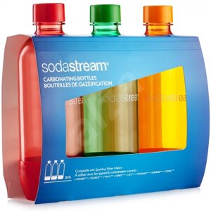 Набір з 3 пляшок по 1 літру для води Sodastream (Orange, Red, Green)