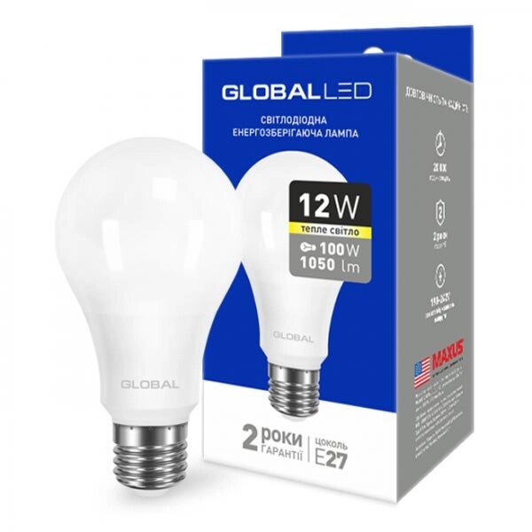 Світлодіодна лампа LED GLOBAL A60 E27 12W від компанії Інтернет магазин «Во!» www. wo-shop. com. ua - фото 1