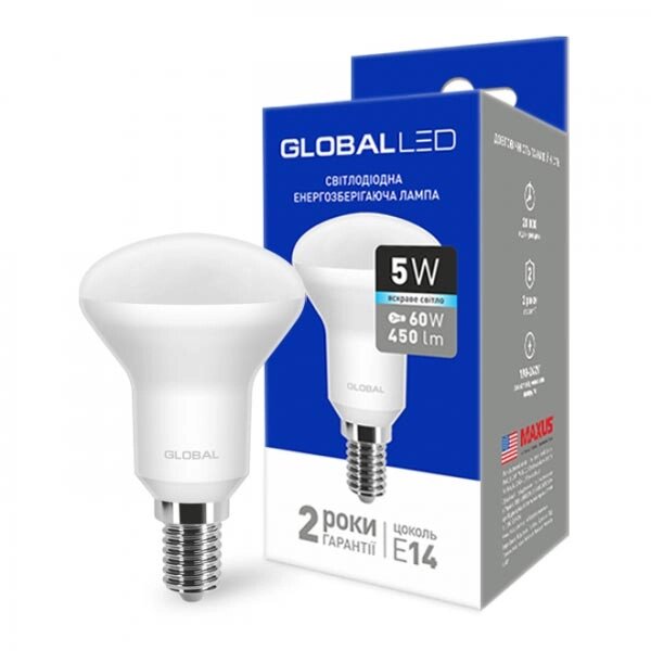 Світлодіодна рефлекторна лампа LED GLOBAL R50 E14 5W від компанії Інтернет магазин «Во!» www. wo-shop. com. ua - фото 1