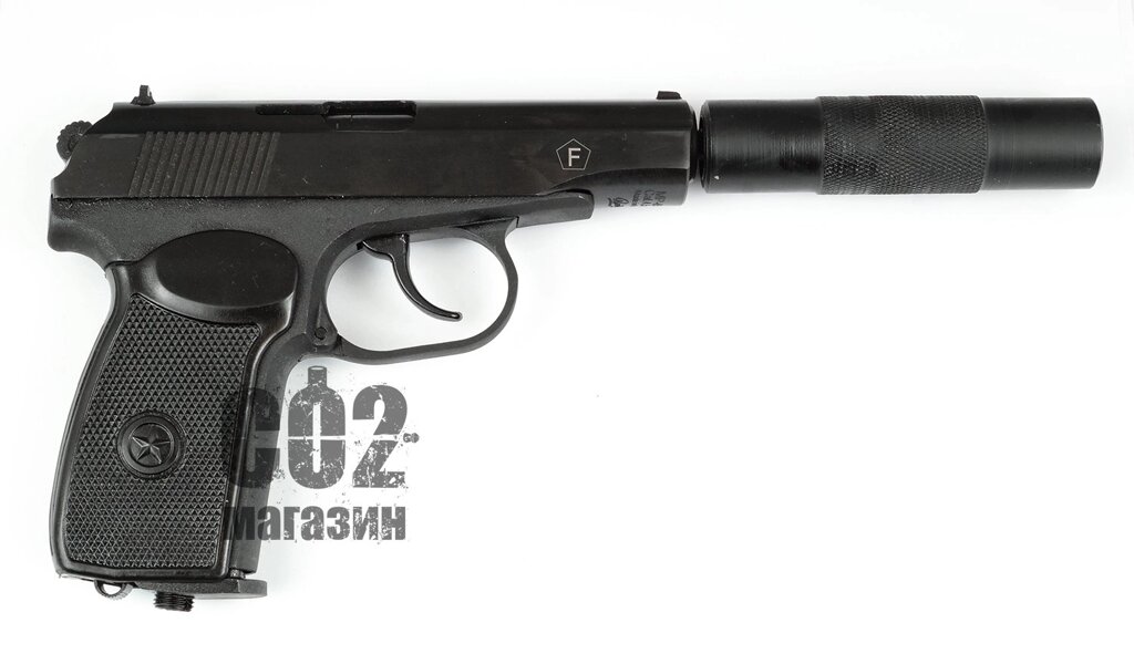Пневматичний пістолет MP-654К з подовжувачем стовбура (32 серія, чорна рукоять) від компанії CO2 магазин - фото 1