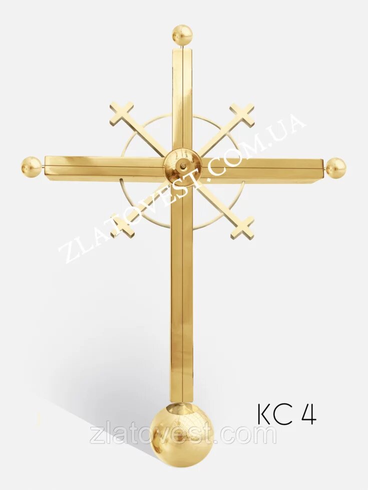 Хрест суцільний для церкви, з кульками і декором від компанії Златовест, ТОВ - фото 1