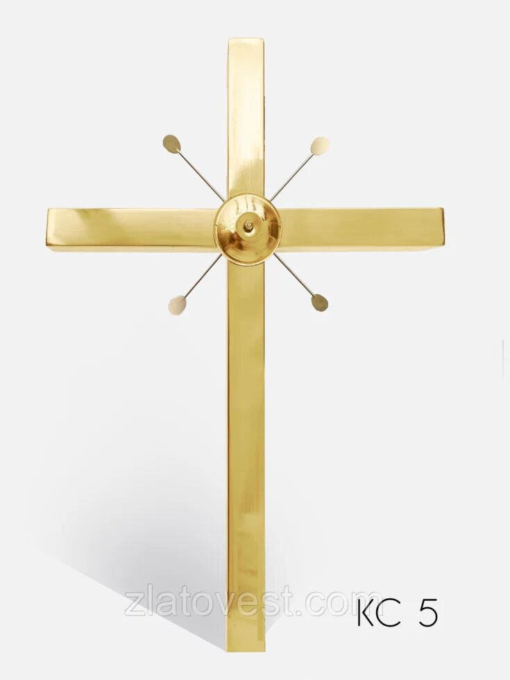 Хрест суцільний з сяйвом і 4 медальками 1,5м для церкви від компанії Златовест, ТОВ - фото 1