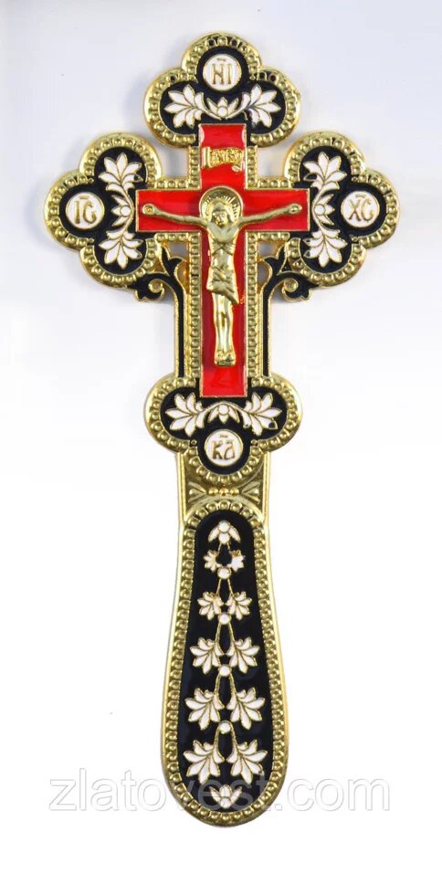 Хрест требного, золото + червона і чорна емаль від компанії Златовест, ТОВ - фото 1