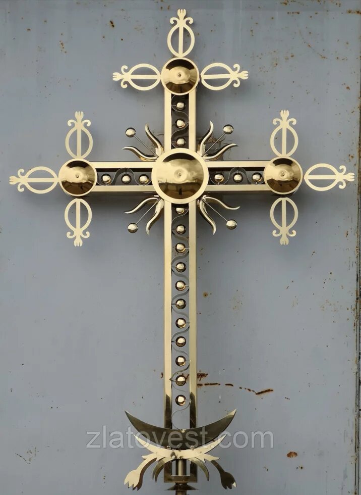 Хрест з півмісяцем для церкви, 1.4 м, ажурний від компанії Златовест, ТОВ - фото 1